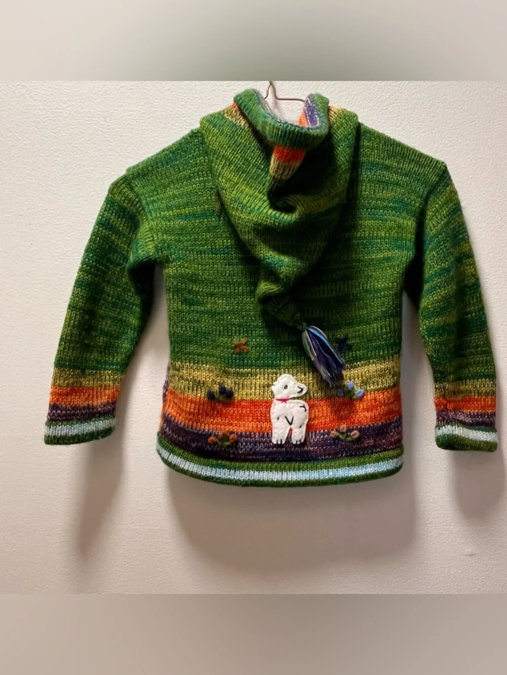 Artisan Full Zip Kid's Eclectic Hooded Sweater With Appliqued, Embroidered, 3-4T